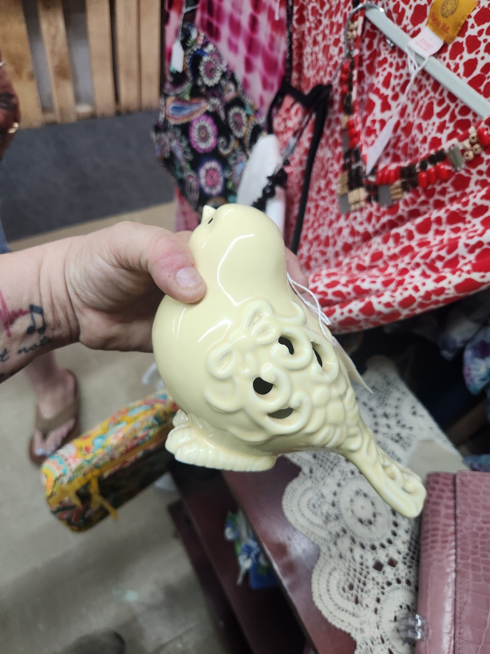 Cream Ceramic Decorative Bird Figurine